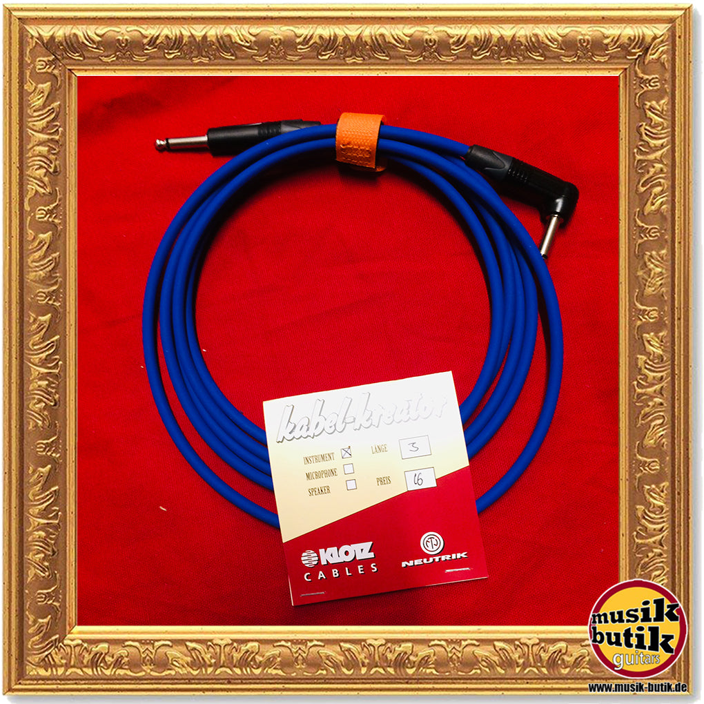 Klotz Instrumentenkabel AC-104 mit Neutrik-Steckern blau 3 Meter winkel / gerade