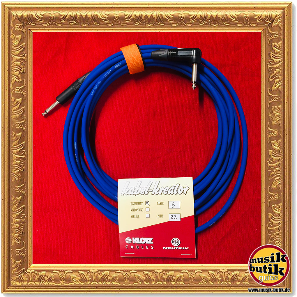 Klotz Instrumentenkabel AC-104 mit Neutrik-Steckern blau 6 Meter winkel / gerade