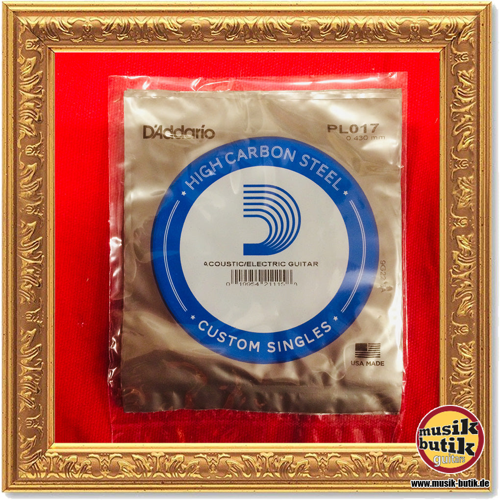 D'Addario PL017 Einzelsaite für Gitarre, blanker Stahl, .017