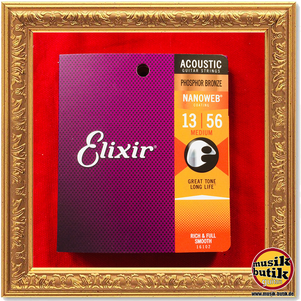 Elixir 16102 Nanoweb Medium Phosphor Saiten für Westerngitarre .013-.056
