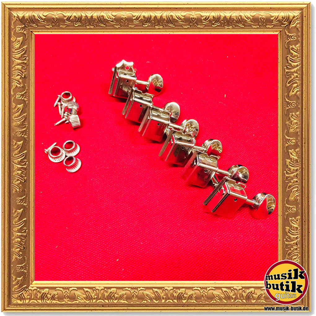 Faber Kluson style tuners, 6 in line, separate bushing, nickel glossy FKT6L-NG 3510-0