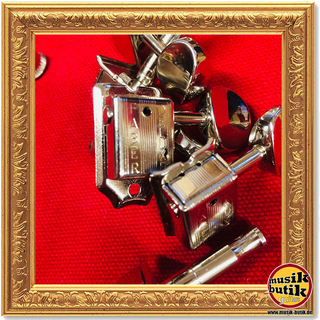 Faber Kluson style tuners, 6 in line, separate bushing, nickel glossy FKT6L-NG 3510-0