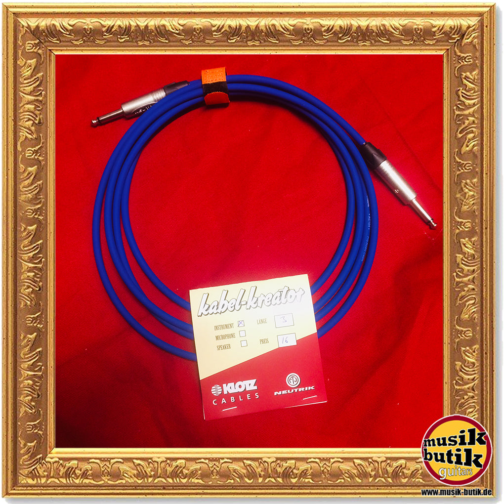 Klotz Instrumentenkabel AC-104 mit Neutrik-Steckern blau 3 Meter gerade / gerade