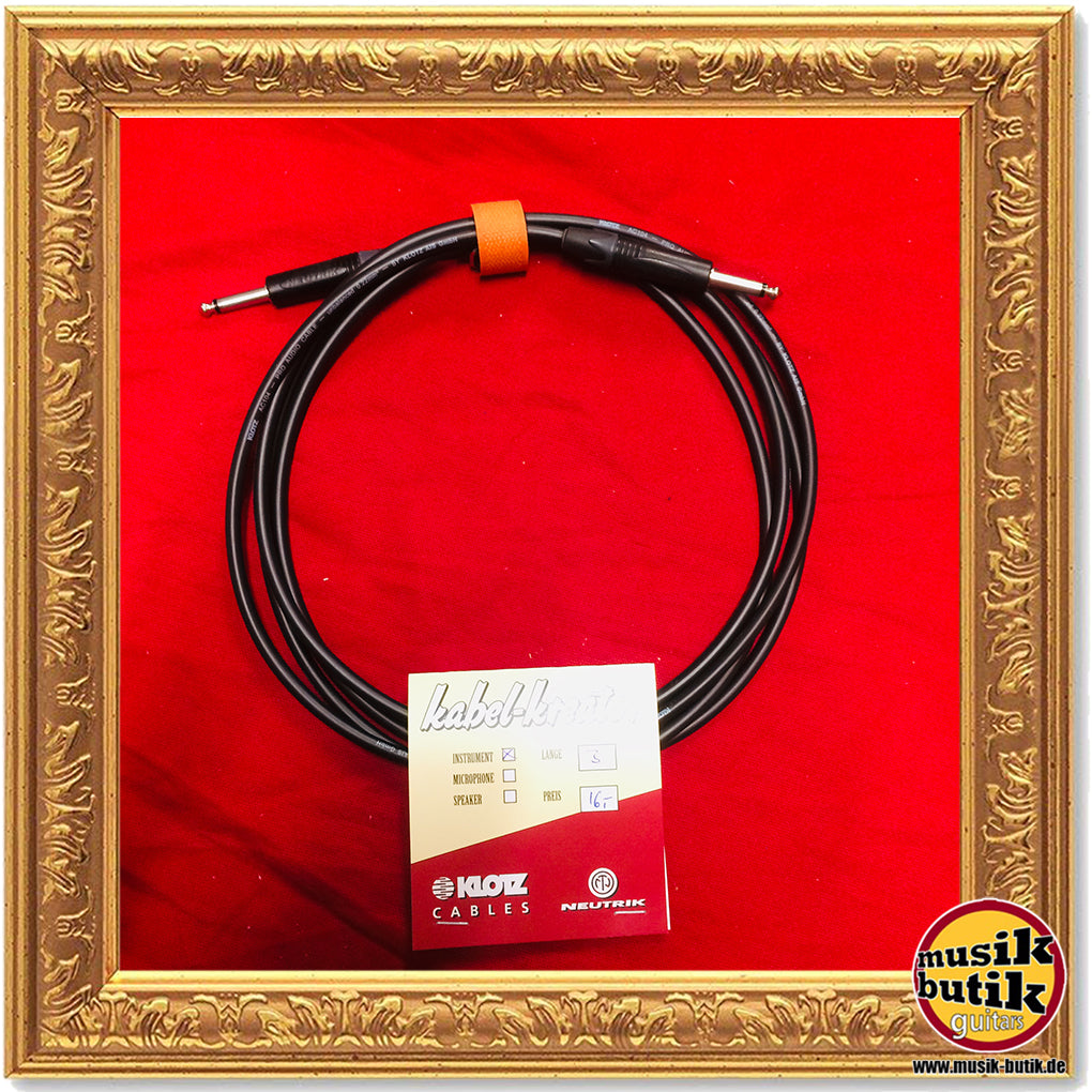 Klotz Instrumentenkabel AC-104 mit Neutrik-Steckern schwarz 3 Meter gerade / gerade