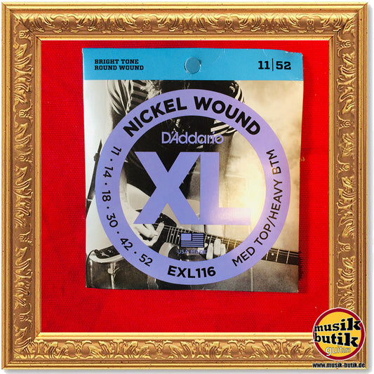 D'Addario EXL116 Saiten für E-Gitarre, mit Nickel umsponnen, Medium Top/Heavy Bottom, 11-52