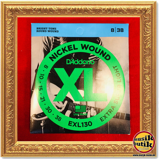 D'Addario EXL130 Saiten für E-Gitarre, mit Nickel umsponnen, Extra Super Light, 8-38