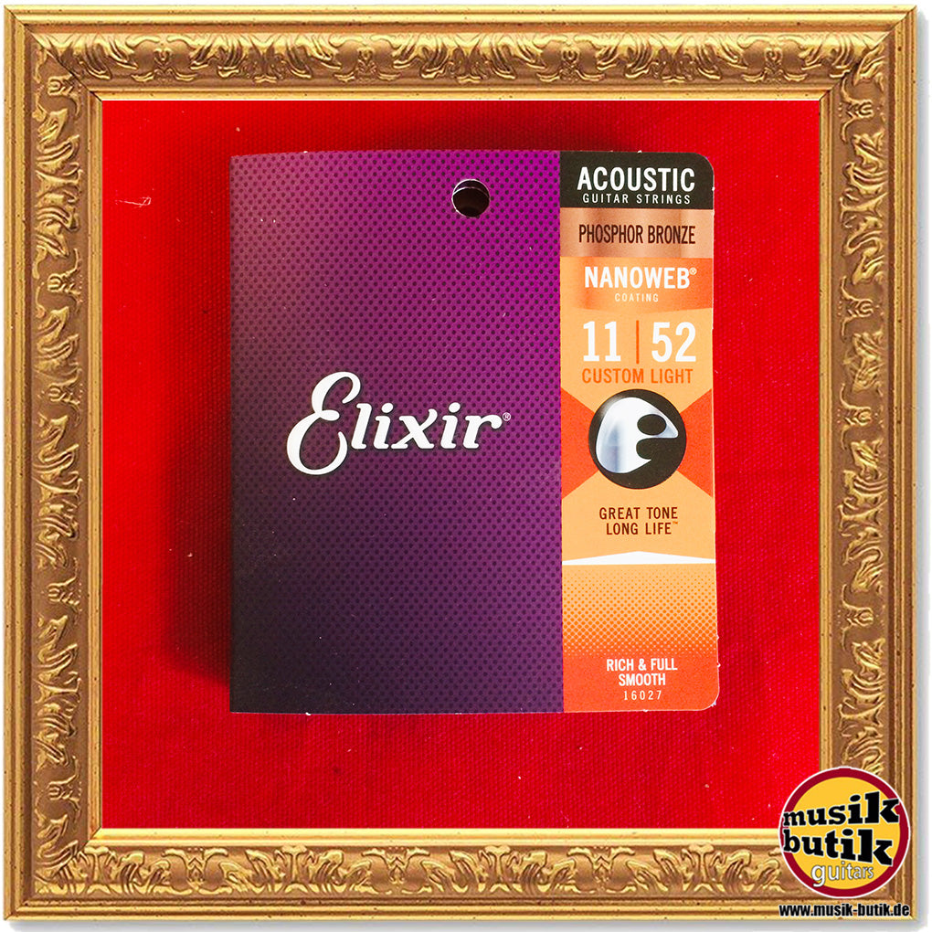 Elixir 16027 Phosphor Bronze Nanoweb Custom Light 011/052
