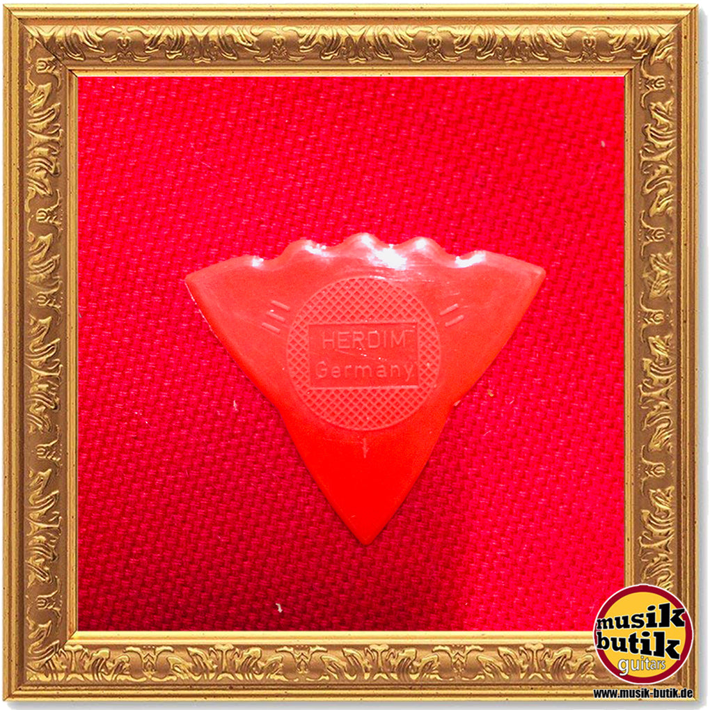 Herdim Nylon Plektrum mit drei verschieden starken Spitzen rot