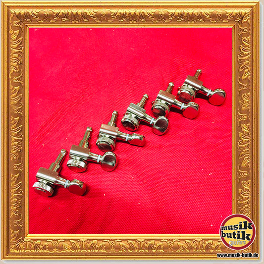Kluson Backlock Tuners, ovaler Flügel, 6 links, nickel
