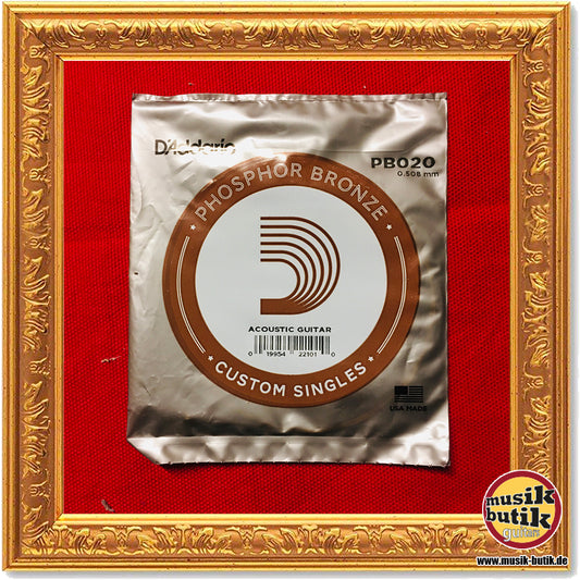 D'Addario PB020 Einzelsaite für Akustikgitarre, mit Phosphorbronze umsponnen, .020
