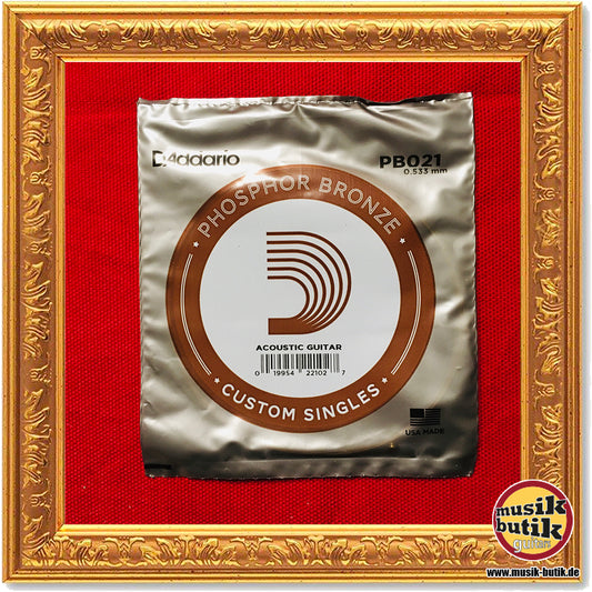 D'Addario PB021 Einzelsaite für Akustikgitarre, mit Phosphorbronze umsponnen, .021