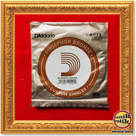 D'Addario PB023 Einzelsaite für Akustikgitarre, mit Phosphorbronze umsponnen, .023