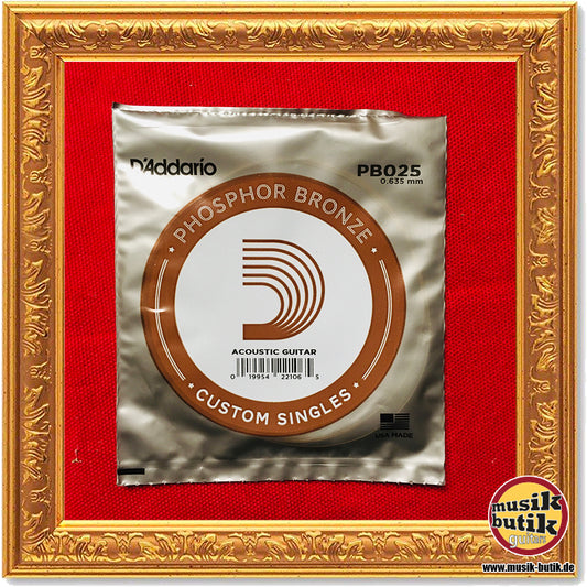 D'Addario PB025 Einzelsaite für Akustikgitarre, mit Phosphorbronze umsponnen, .025