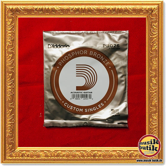 D'Addario PB026 Einzelsaite für Akustikgitarre, mit Phosphorbronze umsponnen, .026
