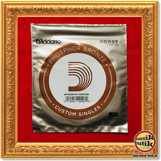 D'Addario PB027 Einzelsaite für Akustikgitarre, mit Phosphorbronze umsponnen, .027