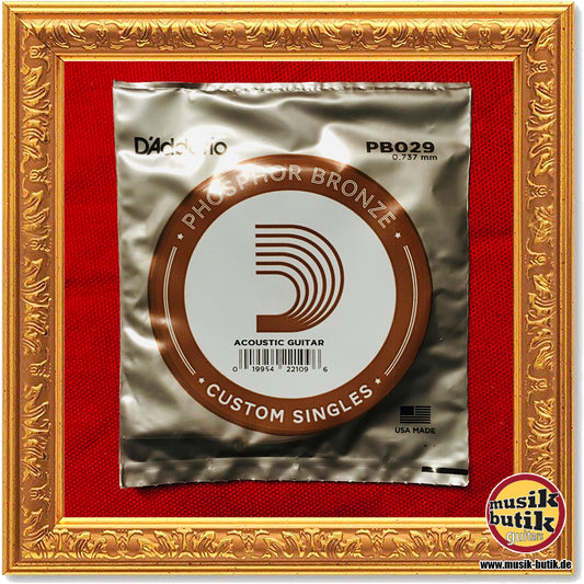 D'Addario PB029 Einzelsaite für Akustikgitarre, mit Phosphorbronze umsponnen, .029