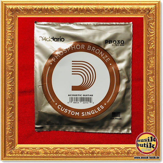D'Addario PB030 Einzelsaite für Akustikgitarre, mit Phosphorbronze umsponnen, .030