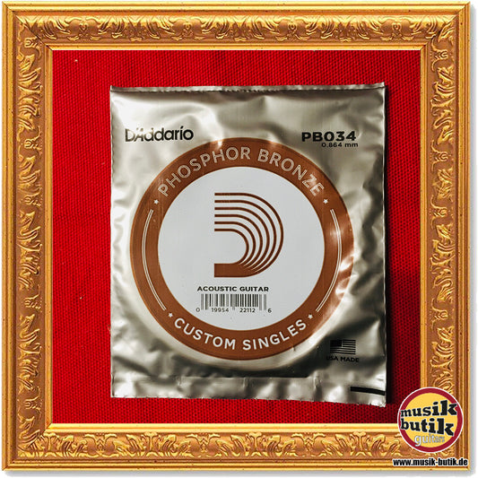 D'Addario PB034 Einzelsaite für Akustikgitarre, mit Phosphorbronze umsponnen, .034