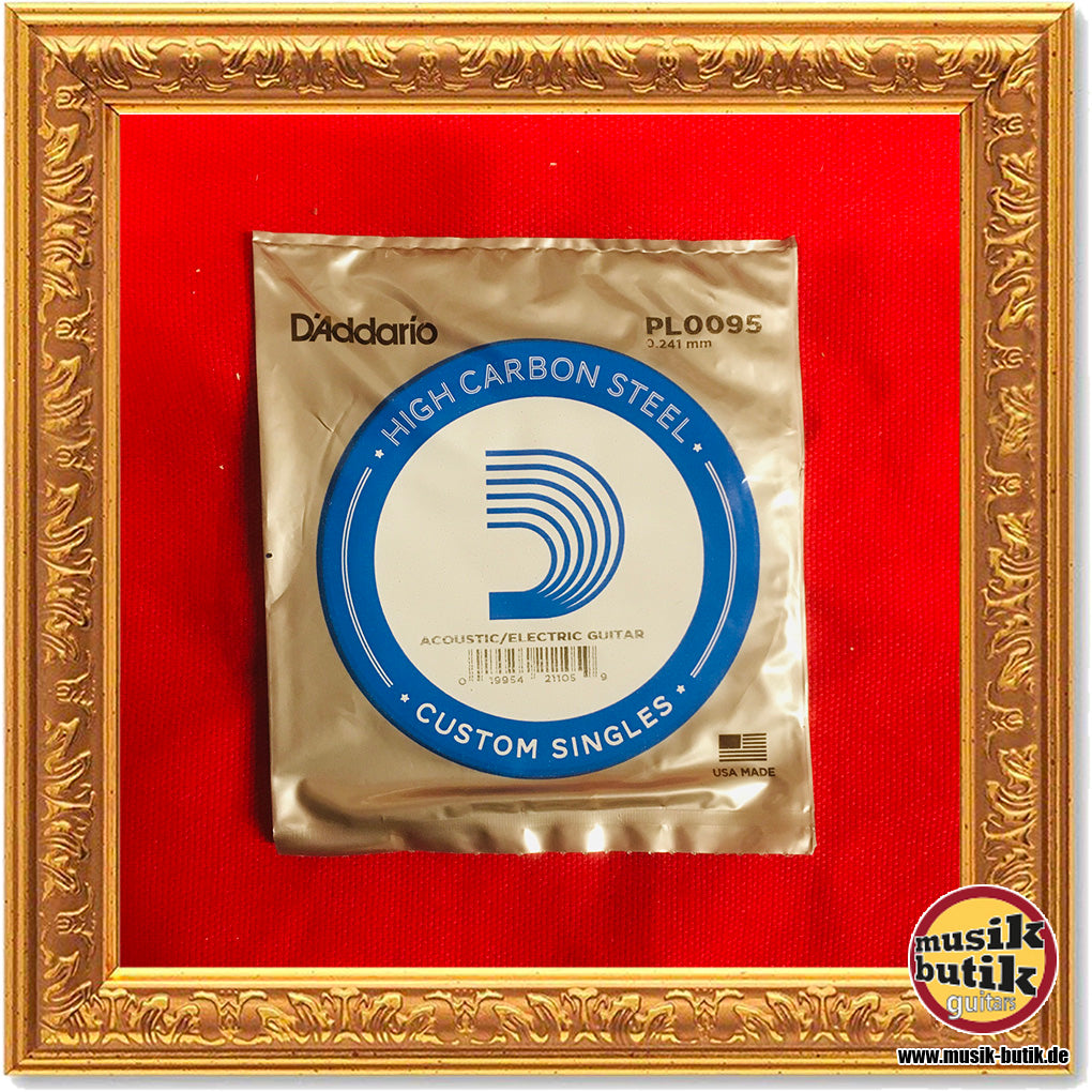 D'Addario PL0095 Einzelsaite für Gitarre, blanker Stahl, .0095