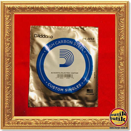 D'Addario PL012 Einzelsaite für Gitarre, blanker Stahl, .012