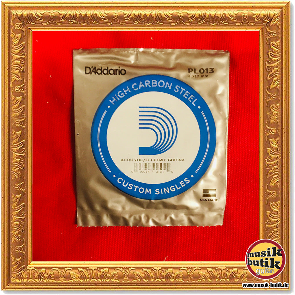 D'Addario PL013 Einzelsaite für Gitarre, blanker Stahl, .013