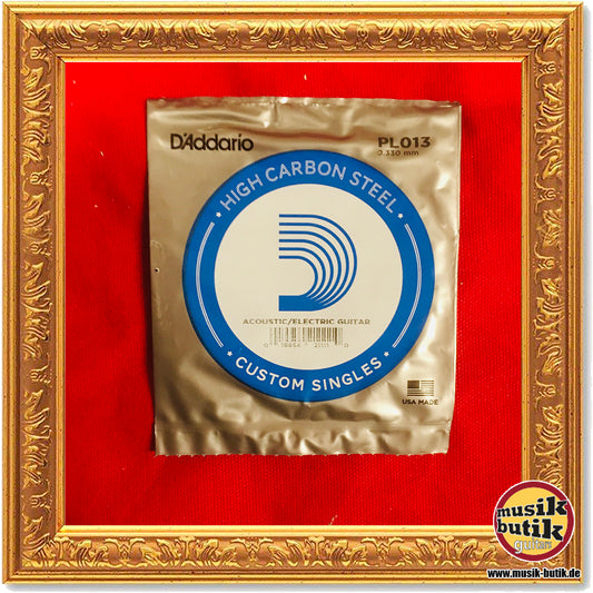 D'Addario PL013 Einzelsaite für Gitarre, blanker Stahl, .013